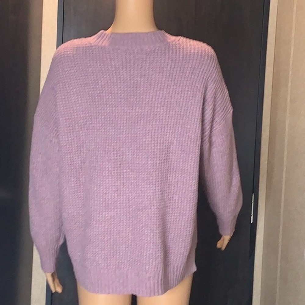 Sweet Romeo large waffle knit crew neck dark lavender sweater NWT - Picture 4 of 9